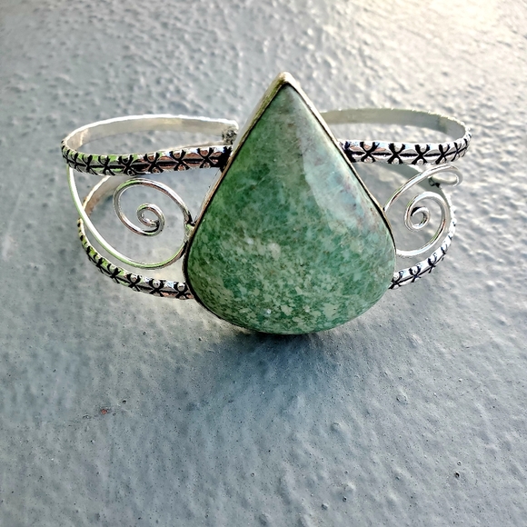 New Amazonite 925 Silver Cuff Bracelet. - Picture 2 of 14